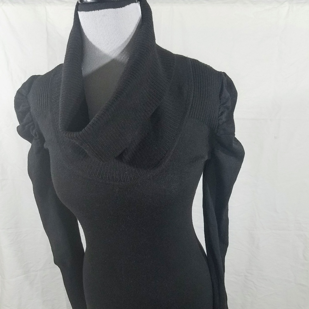 Derek Heart Cowl Neck Ruched Shoulder Mini Dress
